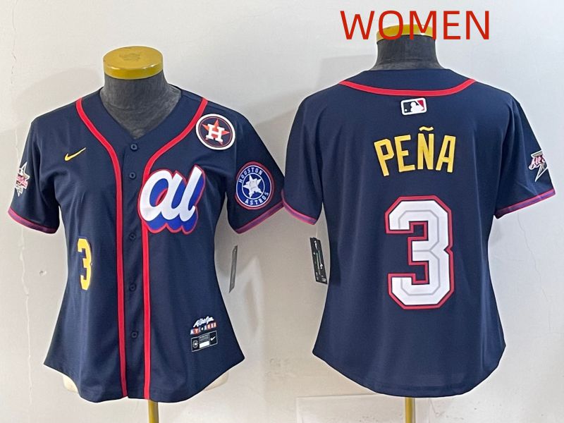 Women 2025 Houston Astros #3 Pena Drak Blue All star Nike MLB Jersey style 11